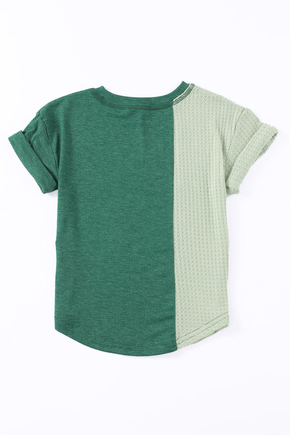 Green Girls Patchwork Short Sleeve Waffle Knit Top store1app