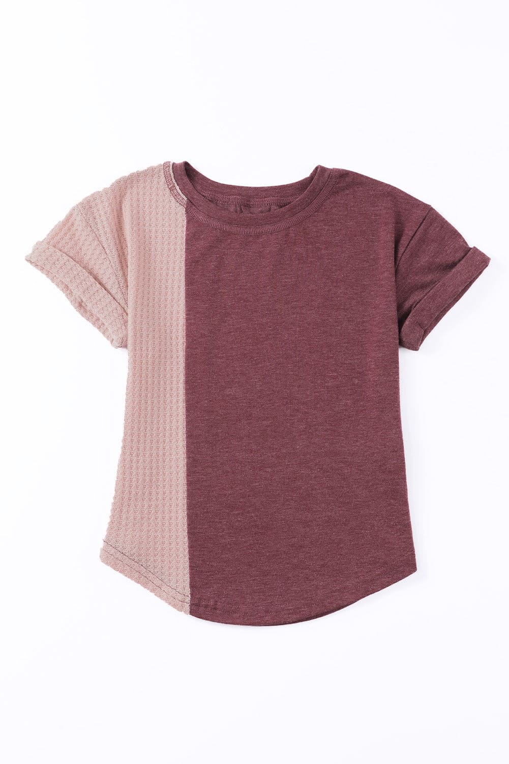 Green Girls Patchwork Short Sleeve Waffle Knit Top store1app