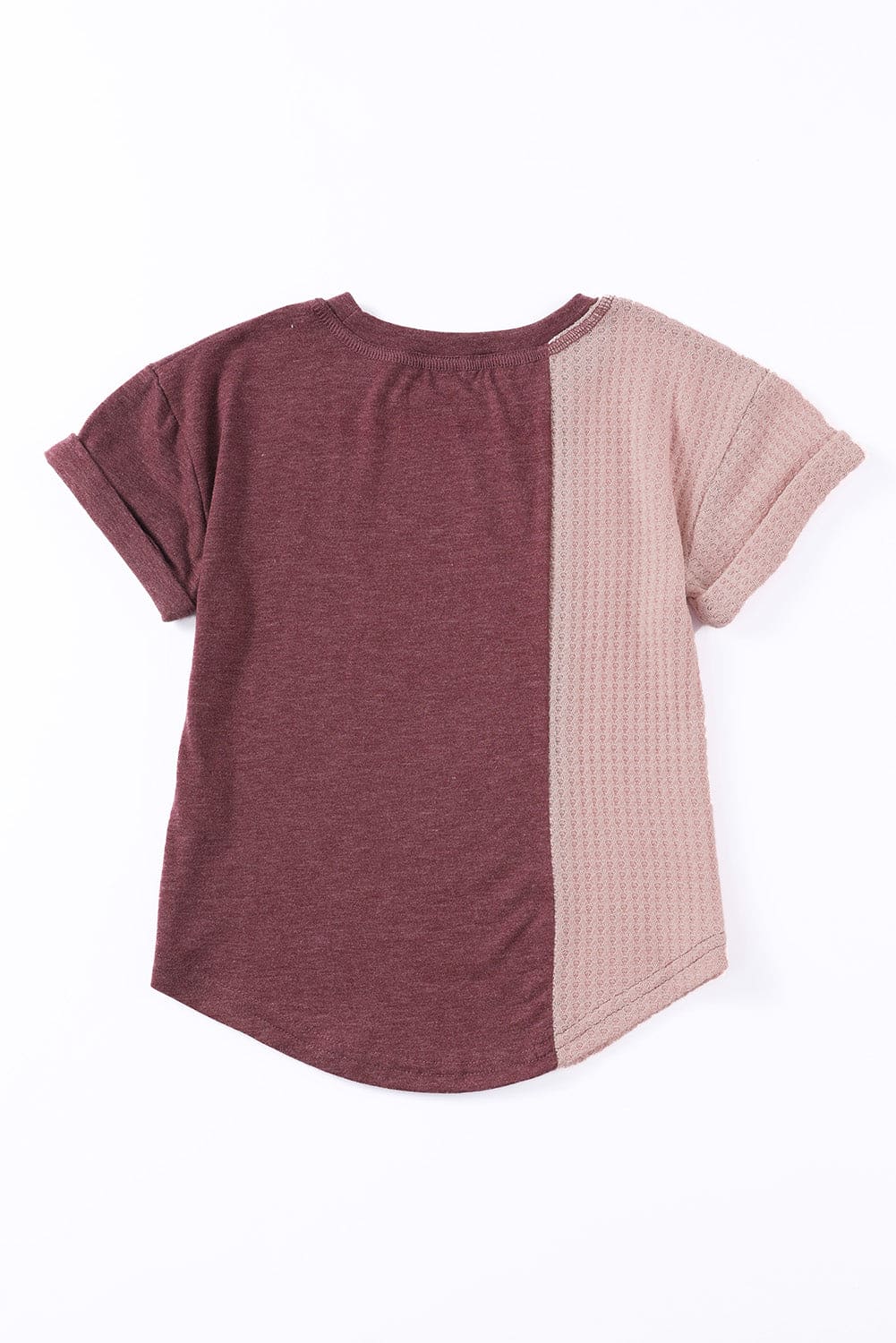 Green Girls Patchwork Short Sleeve Waffle Knit Top store1app